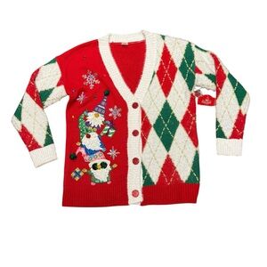Holiday Time Red and White Knit Ugly Christmas Sweater Women’s Large NWT